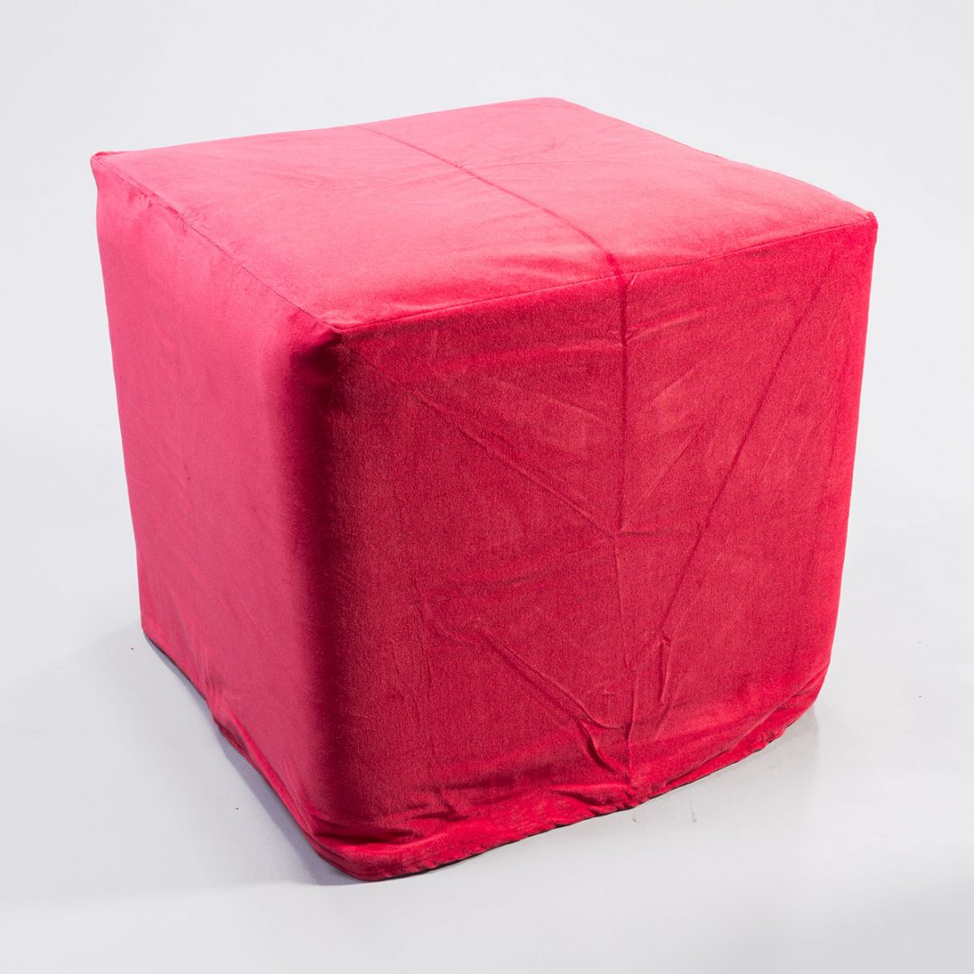 Red Cover Faux Leather Pouffe Red Cover Faux Leather Pouffe