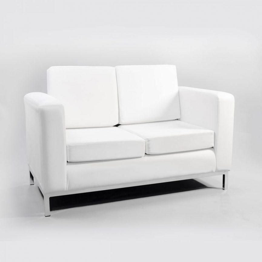 3 Seater White Faux Leather Sofa