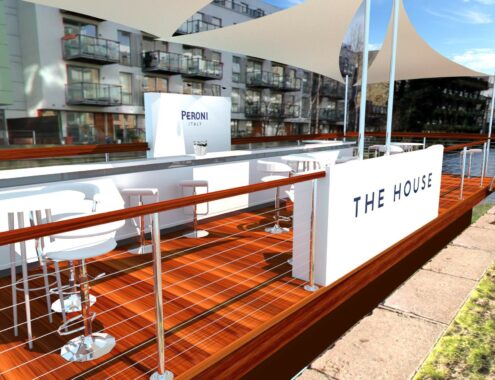 House of Peroni pop up floating bar render