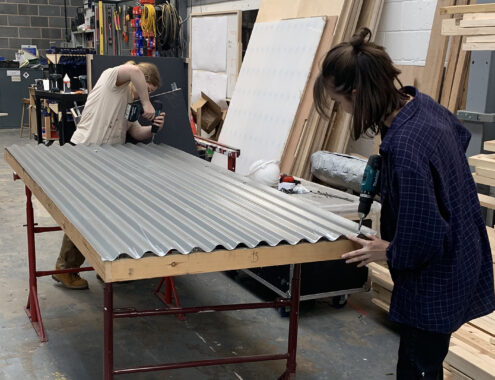 Corrugated sheeting set construction