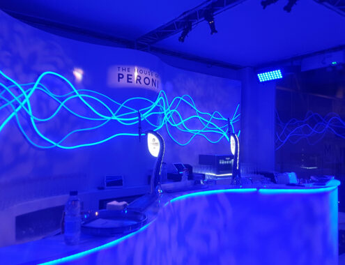The House Of Peroni pop up bar construction