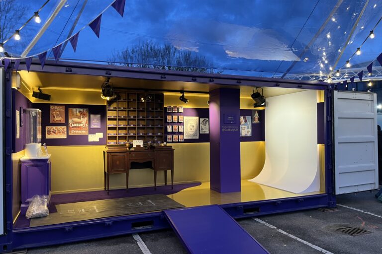 Cadbury's Victorian shop front recreated in shipping container.